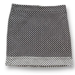 LOFT Outlet Skirt Black White Geometric Floral Textured Office Mini Size 8